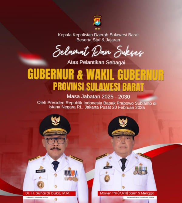 Kapolda Sulbar: Selamat Atas Pelantikan Gubernur dan Wakil Gubernur, Serta Bupati dan Wakil Bupati Periode 2025-2030